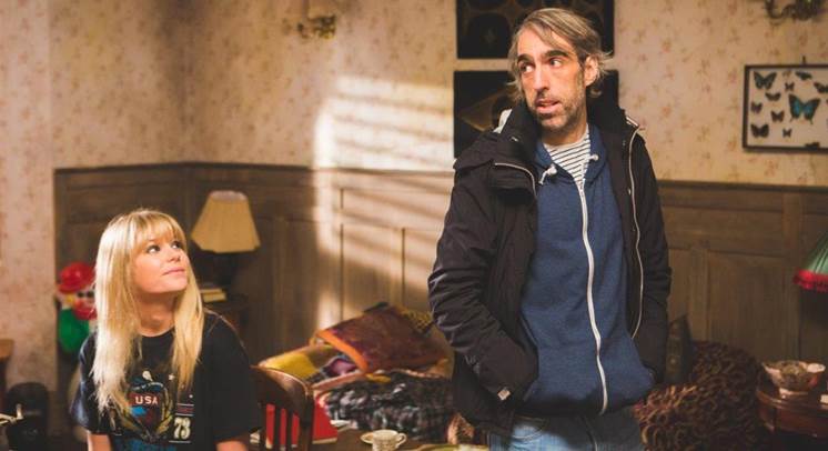 Paul Hyett on the set on PERIPHERAL with Hannah Arterton