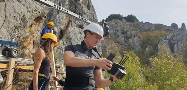 Howard J. Ford on the set of The Ledge